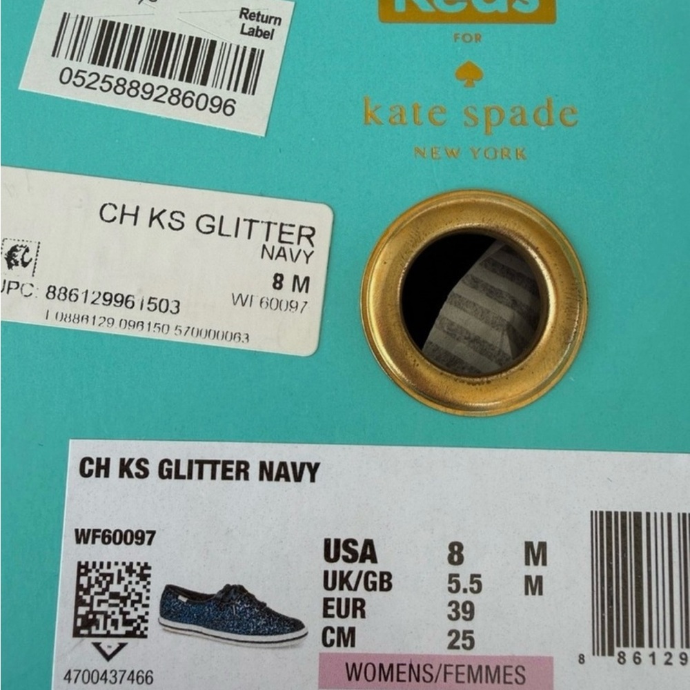 NEW IN BOX Keds x Kate Spade navy glitter low-top sneaker - Picture 3 of 8